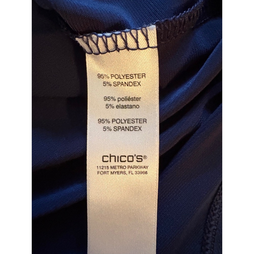 Chicos Navy Blue Scoop Neck Short Sleeve Blouse Size 3 XL - Picture 6 of 7